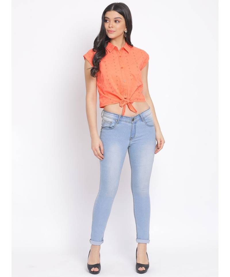 plain Peach Cotton   Shirt