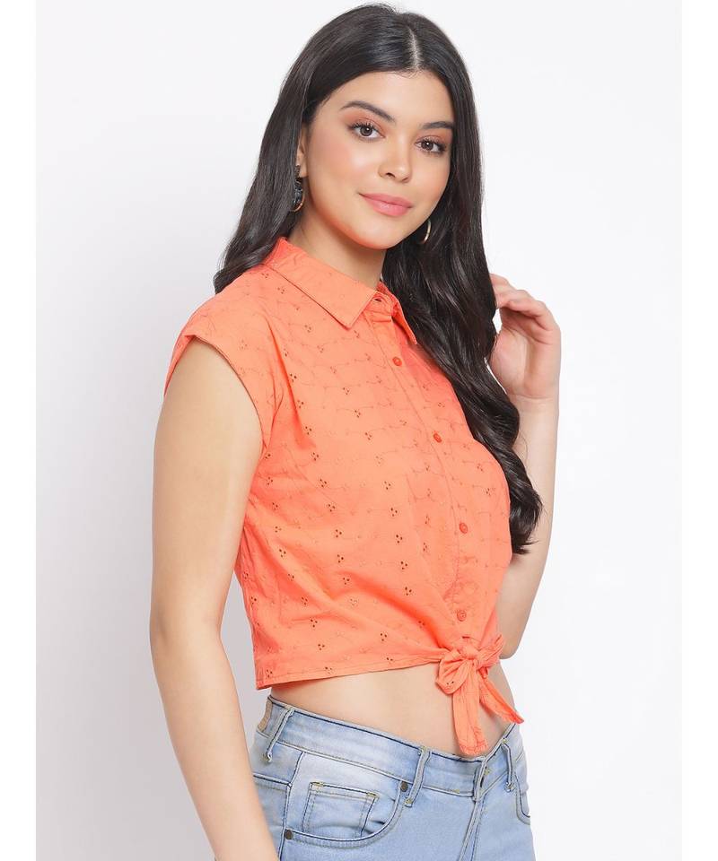 plain Peach Cotton   Shirt