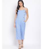 plain Blue Viscose   Jumpsuit