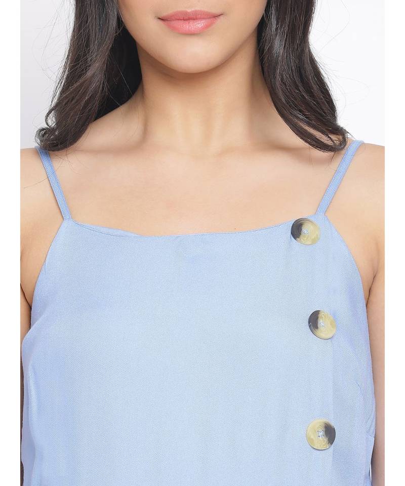 plain Blue Viscose   Jumpsuit