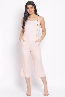 plain Peach Viscose   Jumpsuit