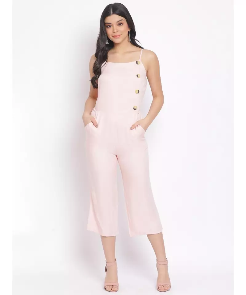 plain Peach Viscose   Jumpsuit