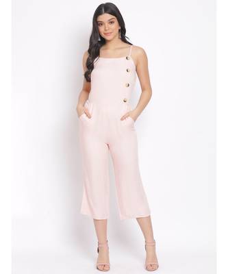 plain Peach Viscose   Jumpsuit 1