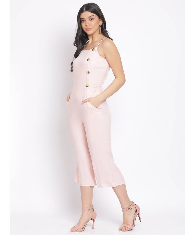 plain Peach Viscose   Jumpsuit