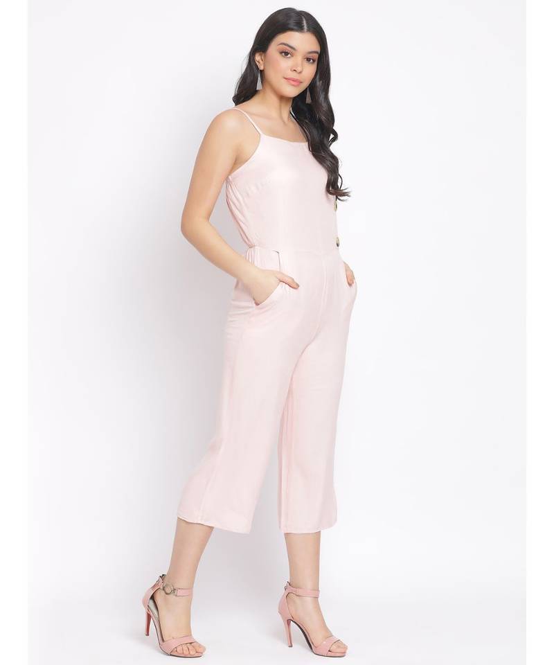 plain Peach Viscose   Jumpsuit