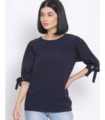plain blue Polyester   Top