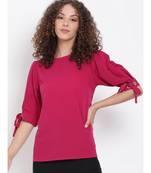 plain Pink Polyester   Top