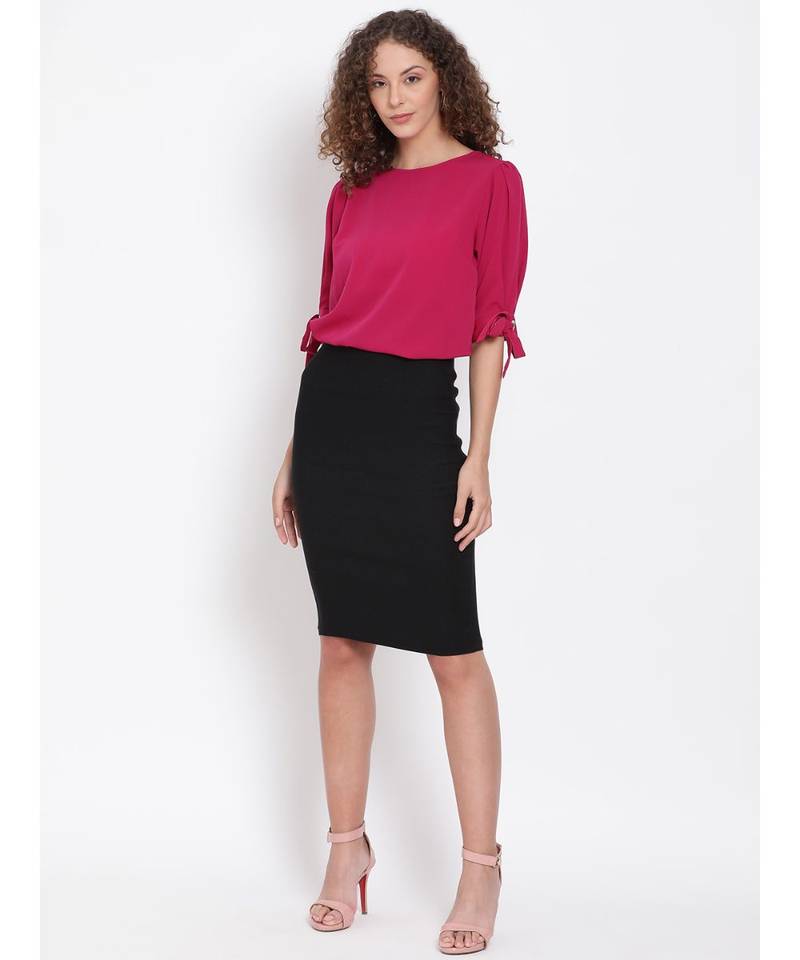 plain Pink Polyester   Top