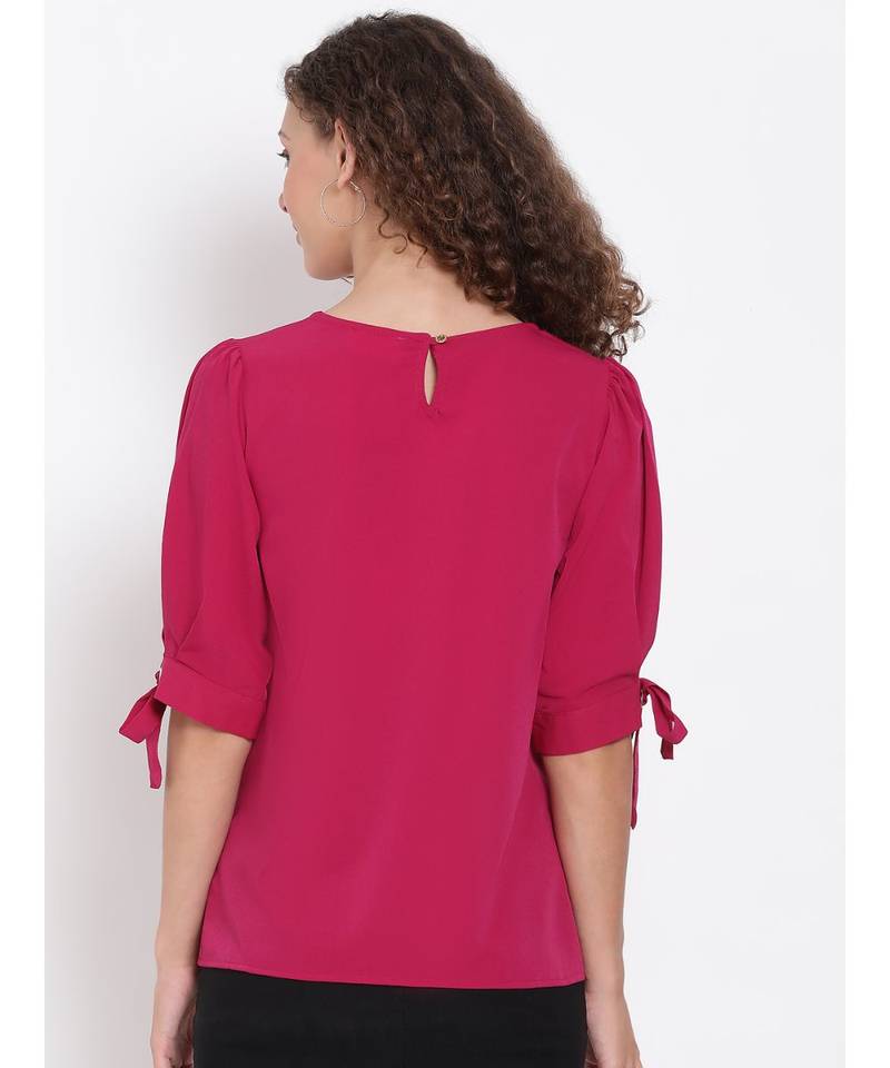 plain Pink Polyester   Top