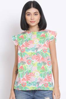 printed Multicolor Cotton   Top