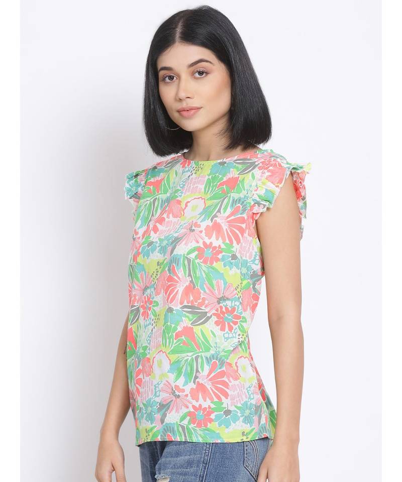 printed Multicolor Cotton   Top