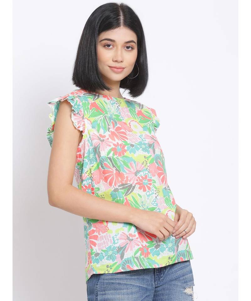 printed Multicolor Cotton   Top