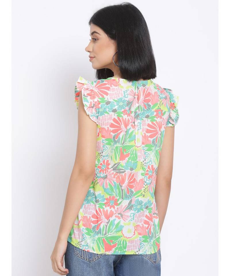 printed Multicolor Cotton   Top