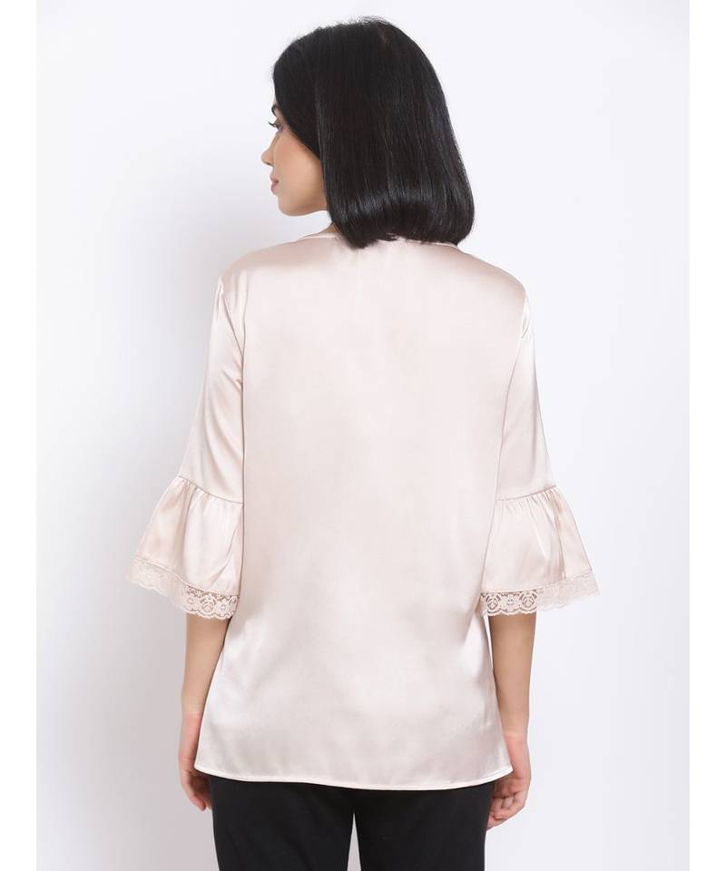 plain Beige Polyester   Nightwear Top