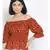 printed Brown Polyester   Top