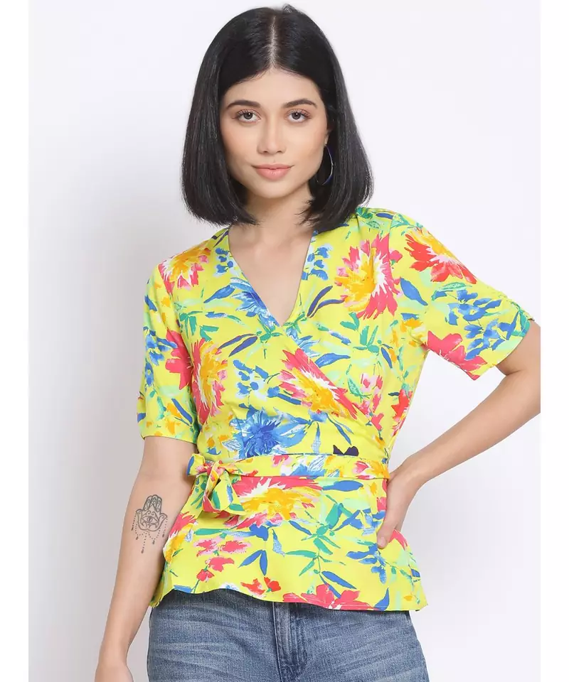 printed Yellow Viscose   Top