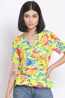 printed Yellow Viscose   Top