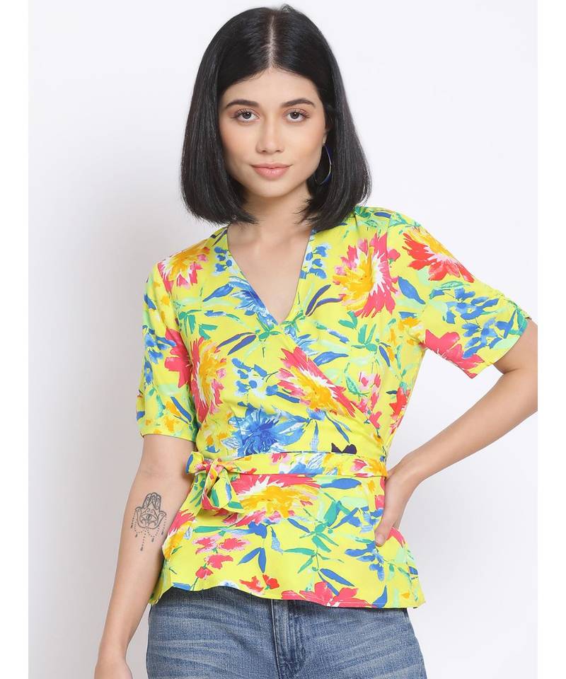 printed Yellow Viscose   Top