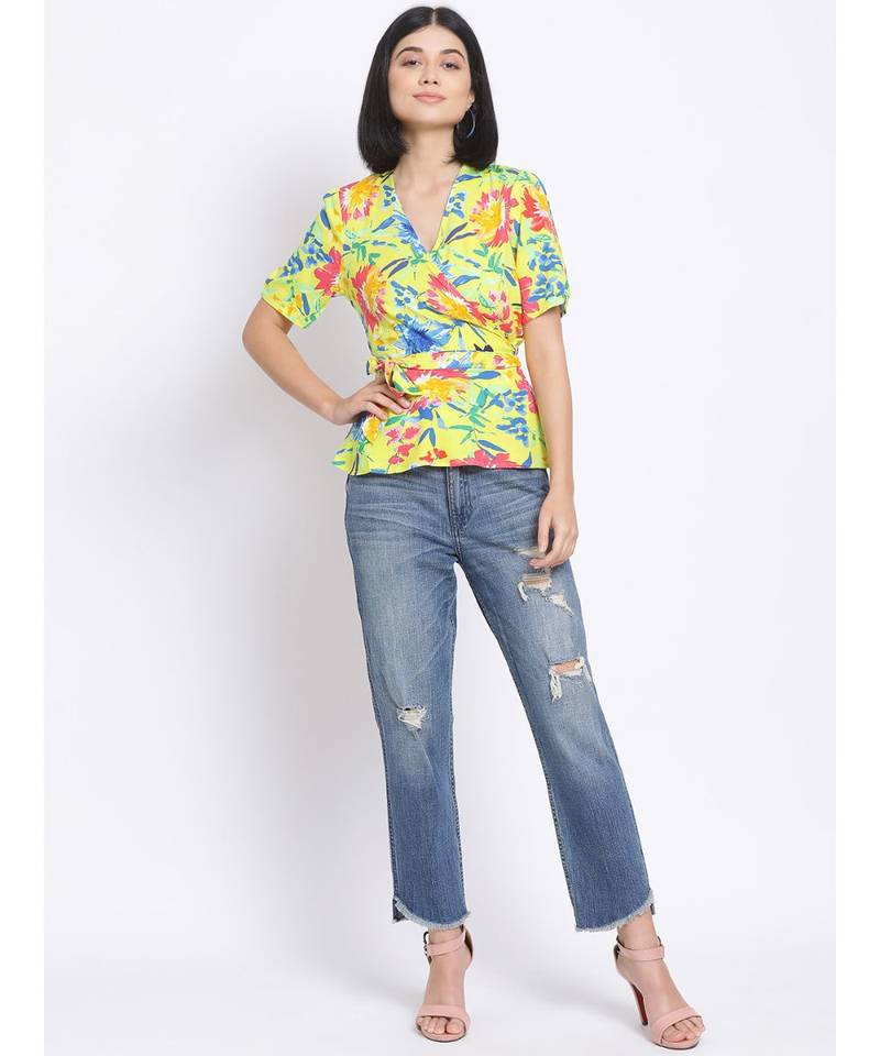 printed Yellow Viscose   Top