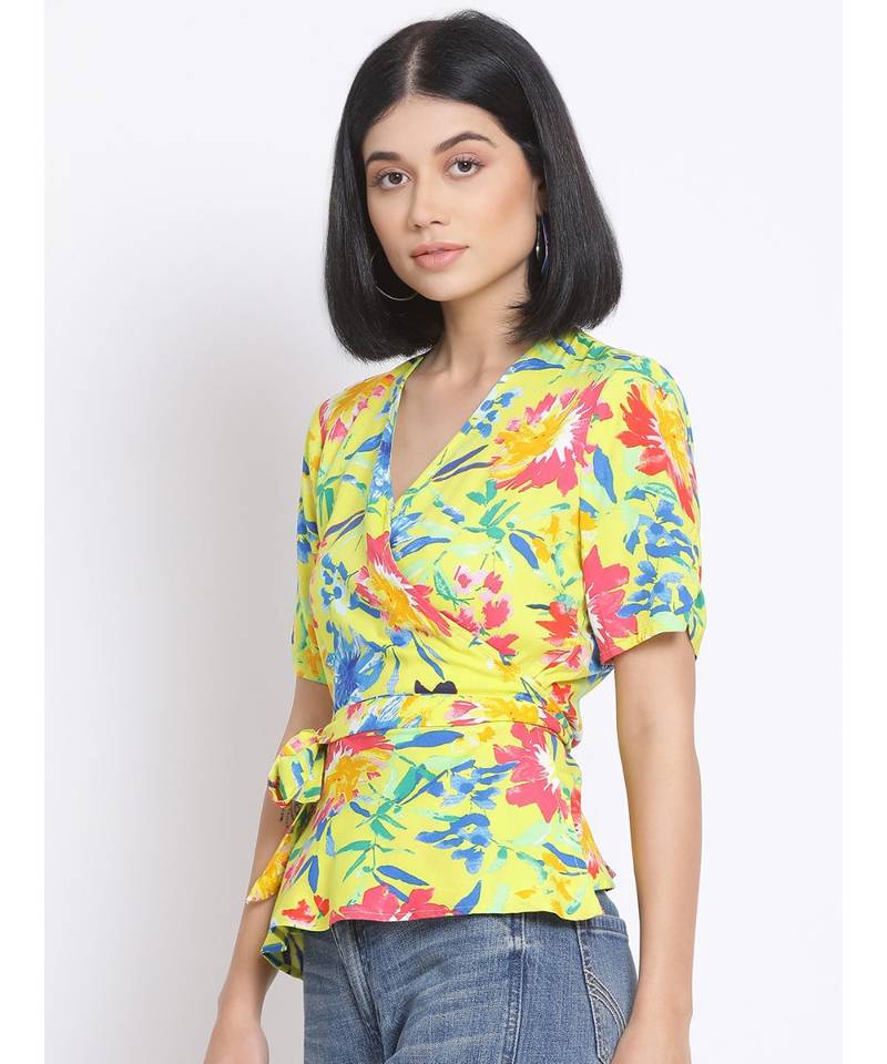 printed Yellow Viscose   Top