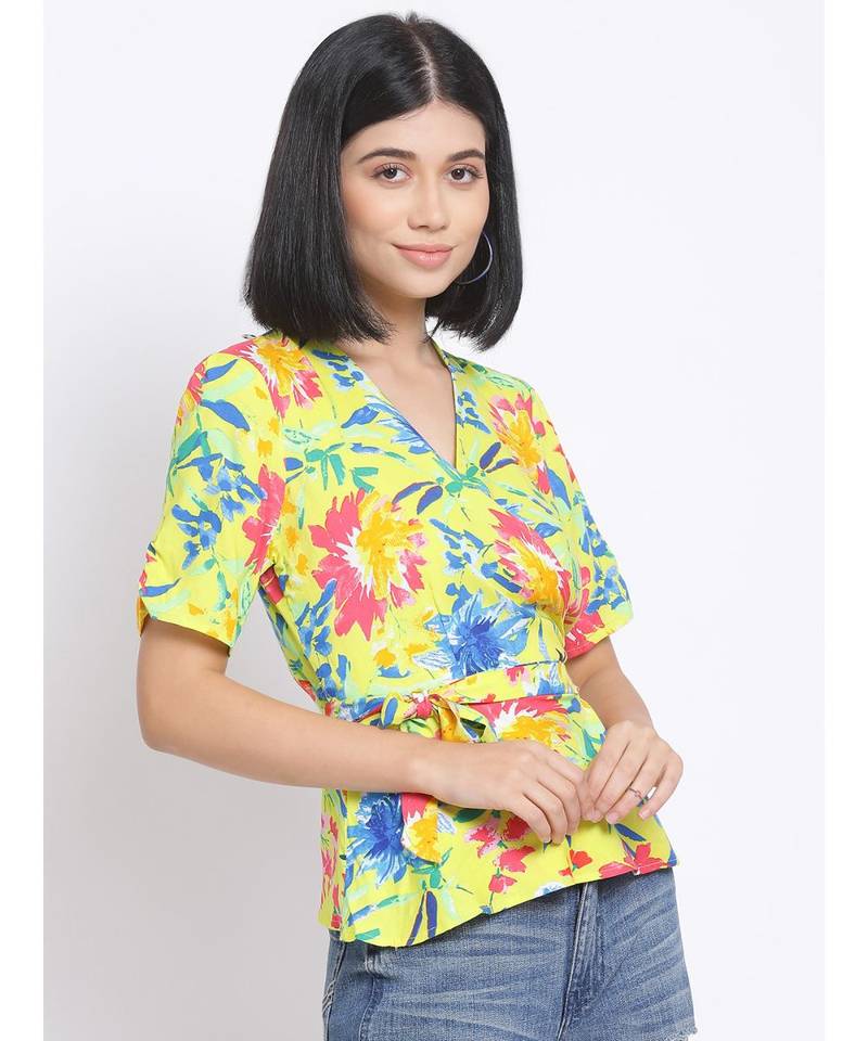 printed Yellow Viscose   Top