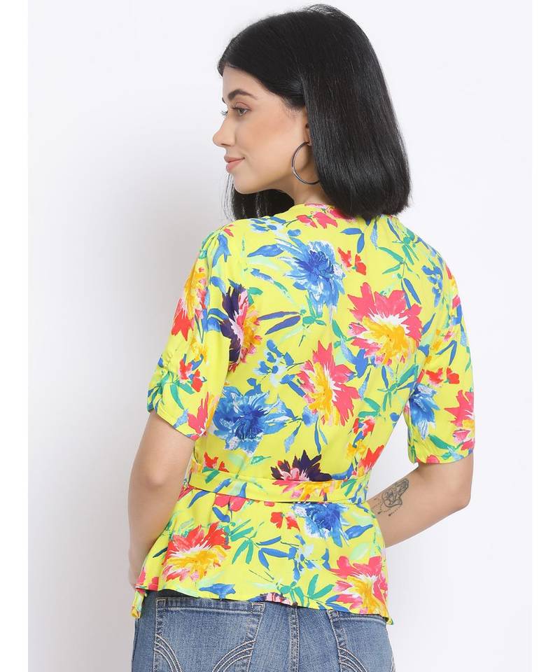 printed Yellow Viscose   Top