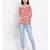 printed Red Polyester   Top