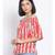 printed Red Polyester   Top