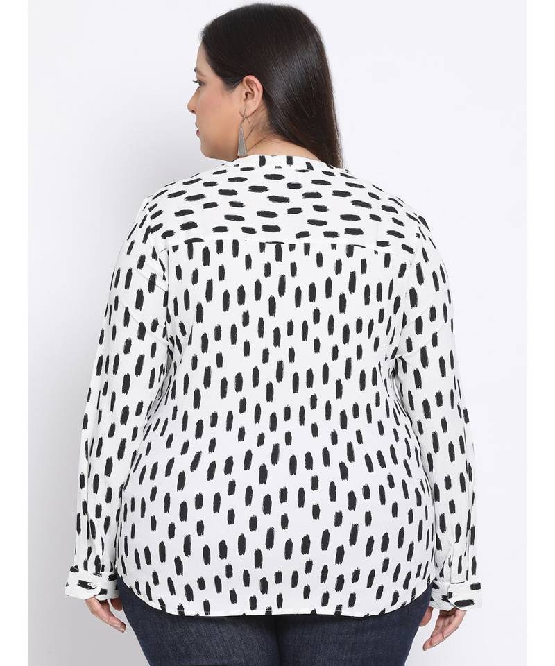 printed White Polyester   Shirt