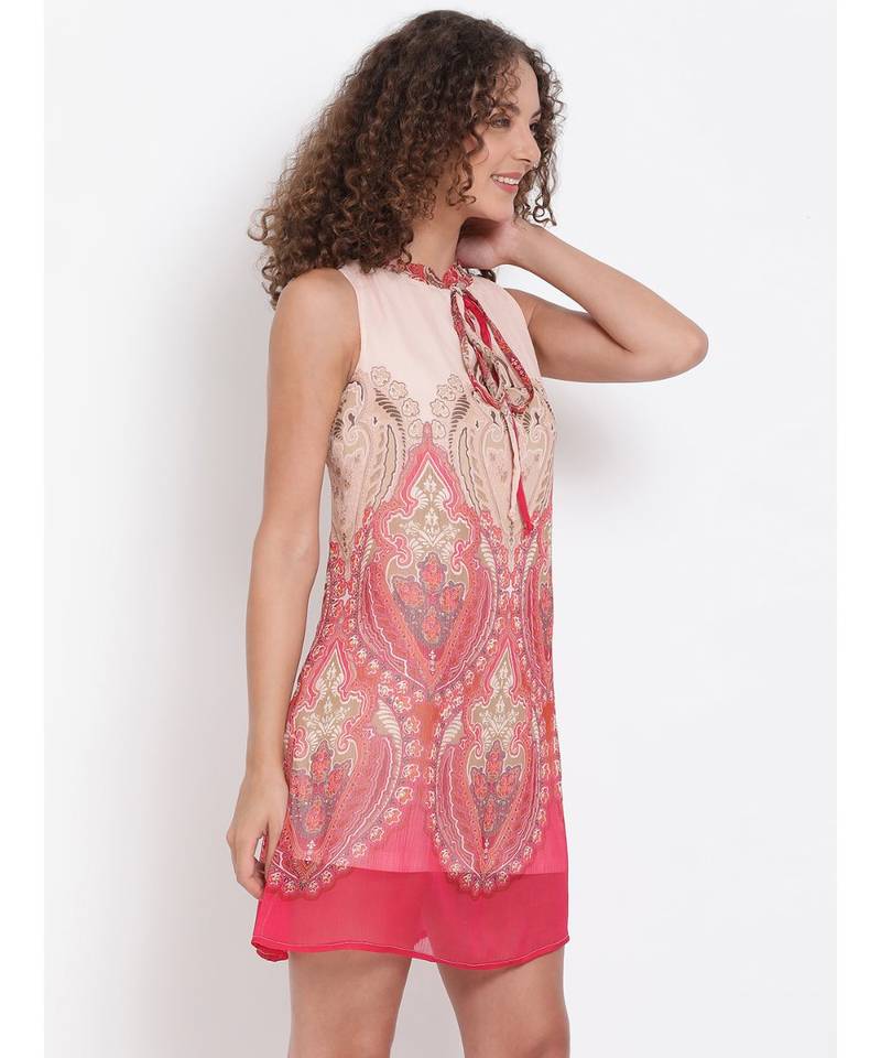 printed Multicolor Polyester   Dress