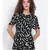 printed Black Polyester   Top