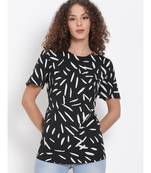 printed Black Polyester   Top
