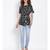 printed Black Polyester   Top