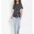 printed Black Polyester   Top