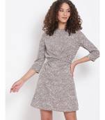 printed Grey Polyester   Dress