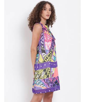 printed Multicolor Polyester   Dress 4