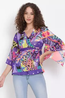 printed Multicolor Polyester   Top