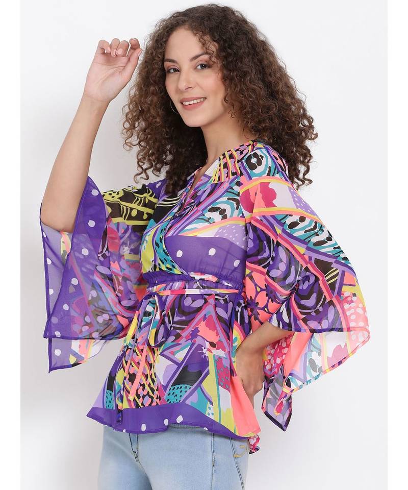 printed Multicolor Polyester   Top