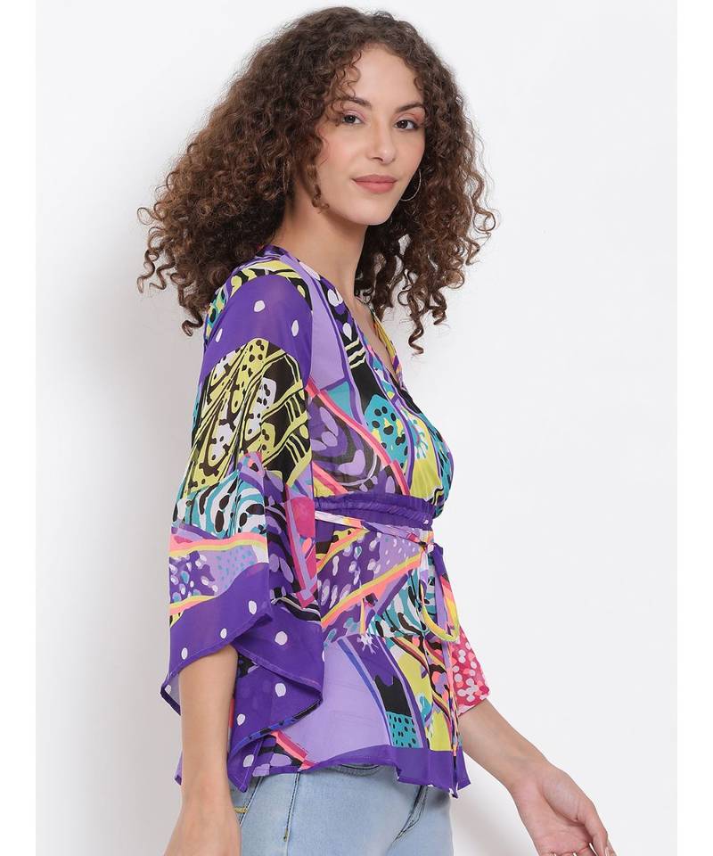 printed Multicolor Polyester   Top