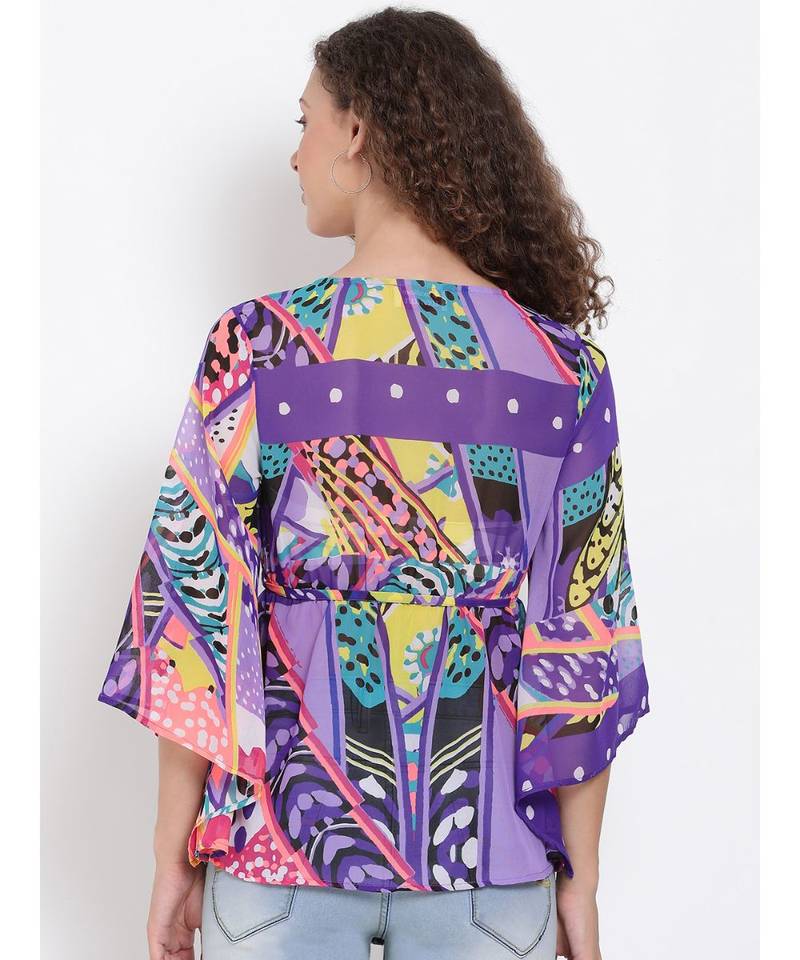 printed Multicolor Polyester   Top
