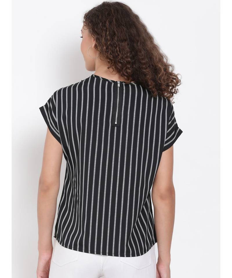 printed Black Polyester   Top