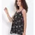 printed Black Polyester   Top