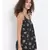 printed Black Polyester   Top