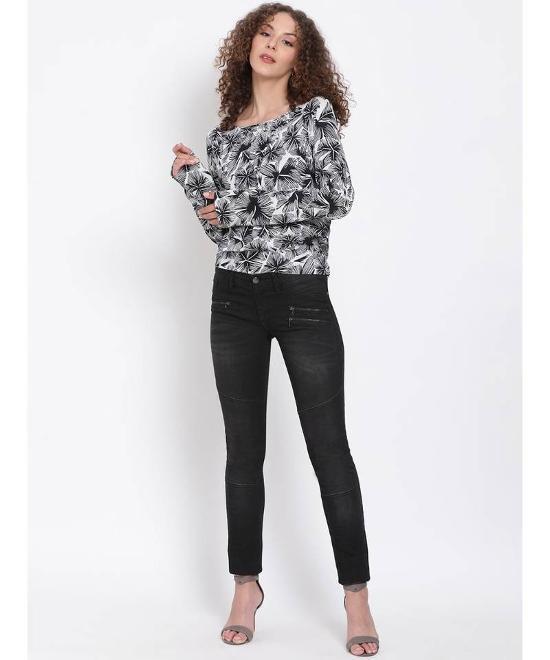 printed Black Cotton   TOP