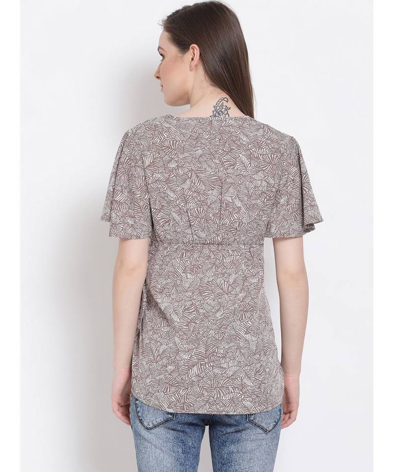 printed Grey Polyester   M Top