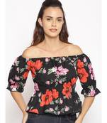 printed Black Polyester   Top