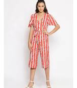 printed Red Polyester   Jumpsuit