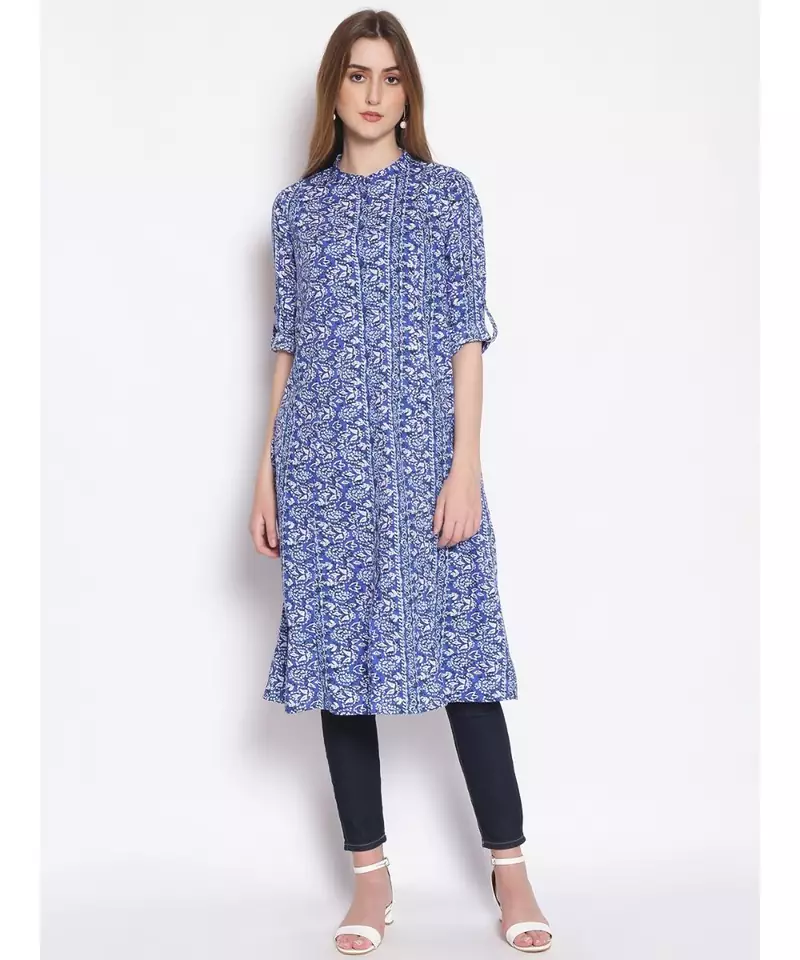 printed Blue Viscose   Tunic