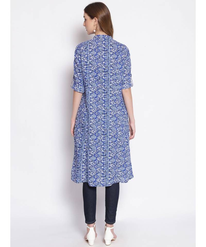 printed Blue Viscose   Tunic