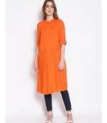 plain Orange Viscose   Tunic